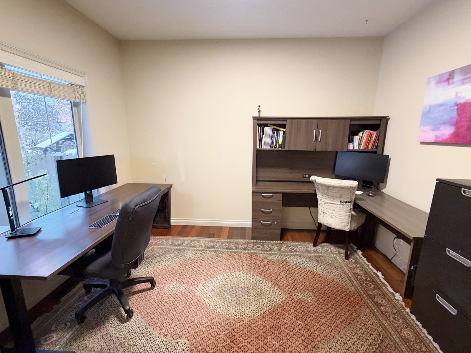 Home office with a large window