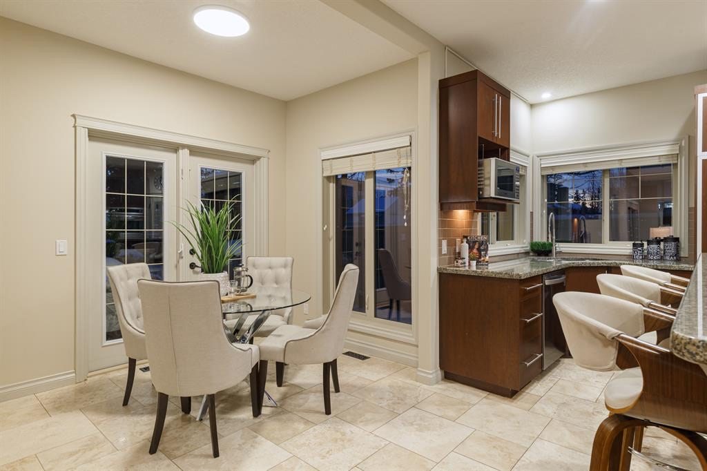 Breakfast nook with French doors to the deck